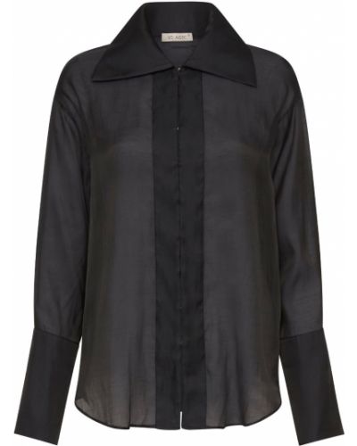 Průsvitná bavlněná hedvábná košile St.agni černá