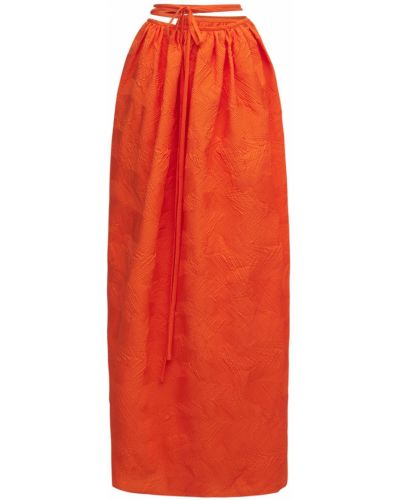 Žakárové dlouhá sukně z nylonu Christopher Esber oranžové