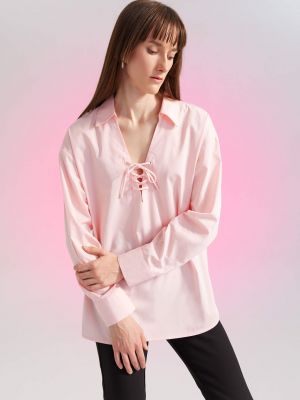 Oversized μακρυμάνικη μπλούζα Defacto ροζ