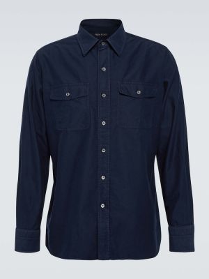 Bavlnená košeľa Tom Ford modrá