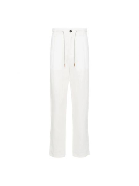Lniane proste spodnie Eleventy białe