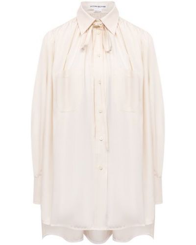 Шелковая блузка Victoria Beckham, бежевая