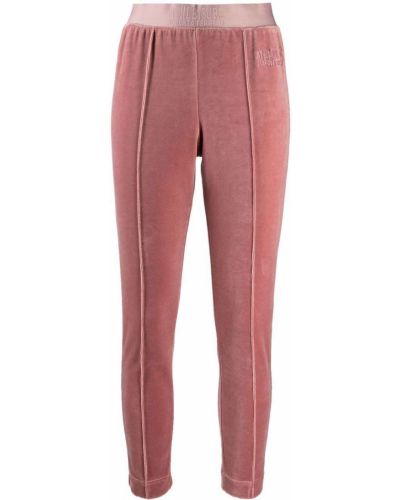 Terciopelo pantalones con bordado Alberta Ferretti rosa
