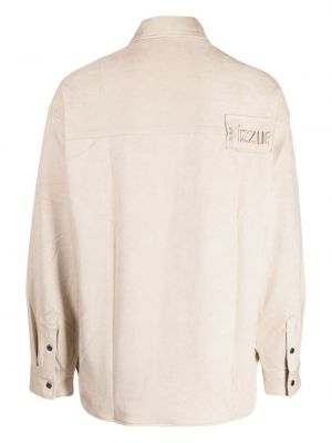 Aksamitna haftowana koszula Izzue beżowa
