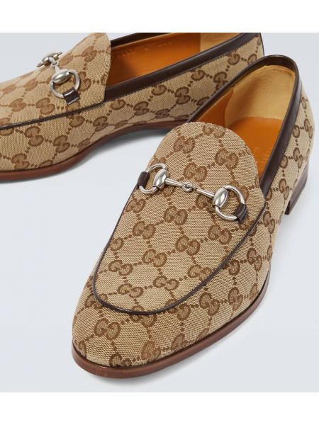 Kožené loafersy Gucci béžová