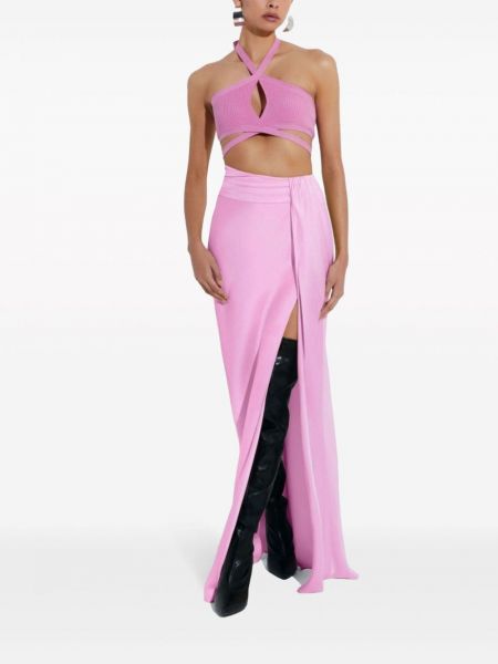 Asymetrické saténové dlouhá sukně Lapointe růžové