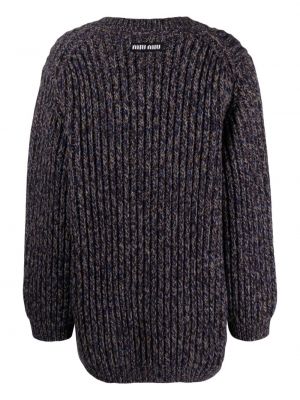 Dzianinowy sweter wełniany z okrągłym dekoltem Miu Miu
