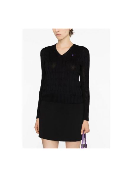 Sweter z dekoltem w serek Ralph Lauren czarny