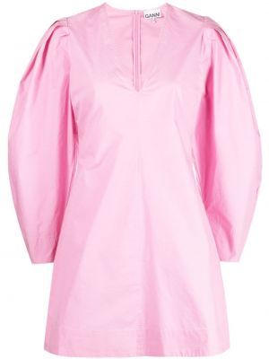 Kokvilnas kleita Ganni rozā