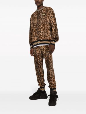 Raštuotas medvilninis džemperis leopardinis Dolce & Gabbana