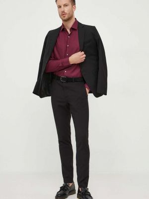 Koszula slim fit bawełniana Calvin Klein bordowa