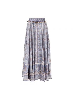 Długa spódnica z wzorem paisley Zimmermann niebieska
