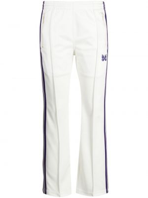 Спортни панталони бродирани Needles бяло