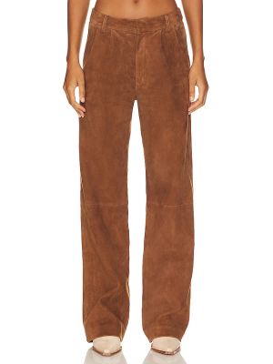 Pantalones rectos de cuero Sprwmn marrón