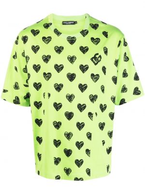 Тениска с принт със сърца Dolce & Gabbana зелено