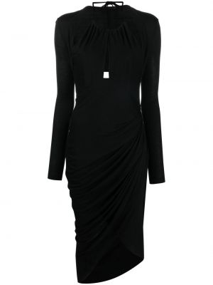Viskózové večerní šaty s dlouhými rukávy Helmut Lang - černá