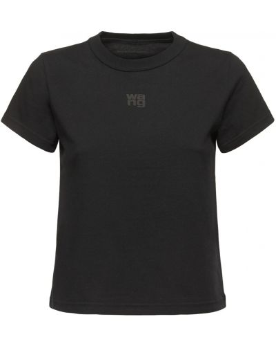 Camiseta de algodón de tela jersey Alexander Wang negro