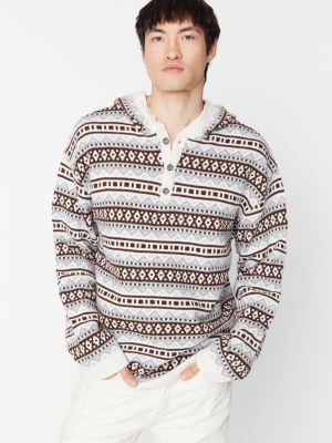 Žakárový oversized svetr s kapucí Trendyol