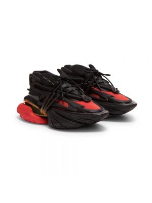 Sneakersy skórzane neoprenowe Balmain czarne