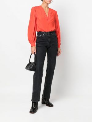 Bluse mit v-ausschnitt ausgestellt Dvf Diane Von Furstenberg orange