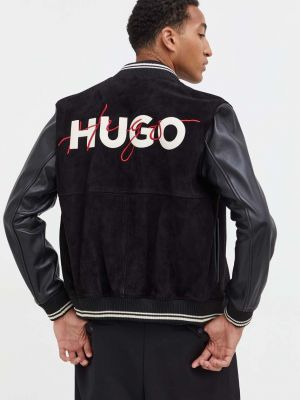 Usnjena bomber jakna Hugo črna