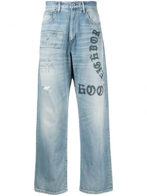 Straight leg jeans con stampa Neighborhood blu