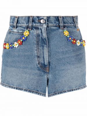 Hög midja jeansshorts Msgm blå