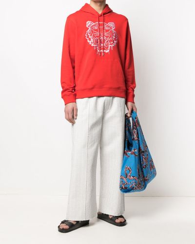 Sudadera con capucha con bordado con rayas de tigre Kenzo rojo