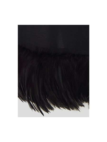Falda midi de seda con plumas de plumas Saint Laurent negro