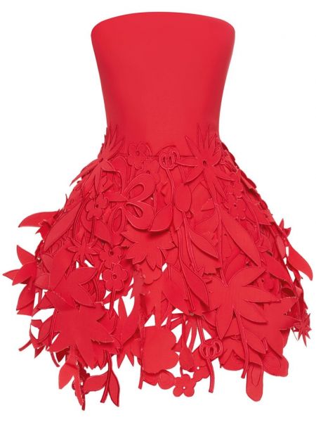 Коктейлна рокля на цветя Oscar De La Renta розово