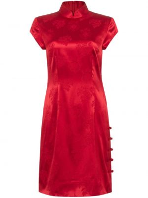 Svilena obleka iz žakarda Shanghai Tang rdeča