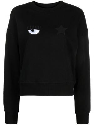 Czarna haftowana bluza bawełniana Chiara Ferragni