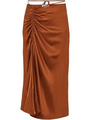 Hedvábné midi sukně s vysokým pasem Nicholas - oranžová
