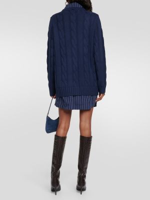 Mini robe en laine en coton Staud bleu