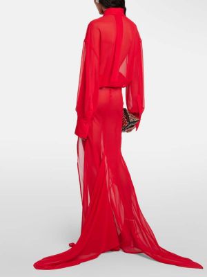 Sukienka długa w piórka The Attico czerwona