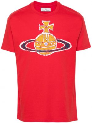 Koszulka bawełniana z nadrukiem Vivienne Westwood czerwona