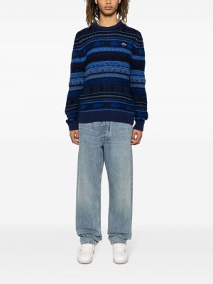 Sweter żakardowy Lacoste niebieski