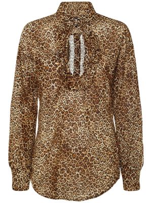 Leopardí bavlněná košile s potiskem Dsquared2