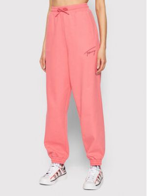 Sportovní kalhoty relaxed fit Tommy Jeans růžové