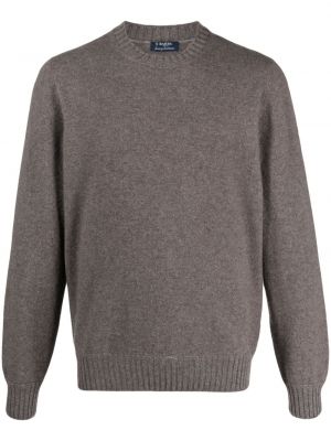 Džemper od kašmira s okruglim izrezom Barba smeđa