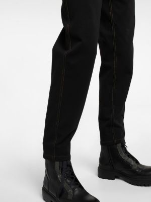 Pamučne hlače ravnih nogavica visoki struk Brunello Cucinelli crna