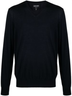 Vilnas džemperis ar v veida izgriezumu Giorgio Armani zils