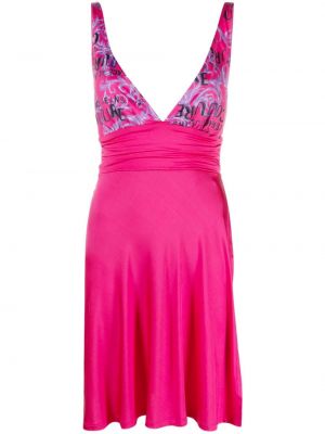 Τζιν φόρεμα με σχέδιο Versace Jeans Couture ροζ