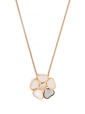Kvetinový náhrdelník z ružového zlata so srdiečkami Chopard