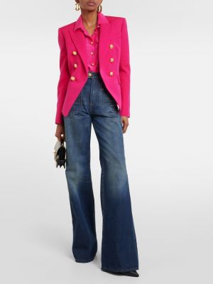 Шерстяной пиджак Balmain розовый