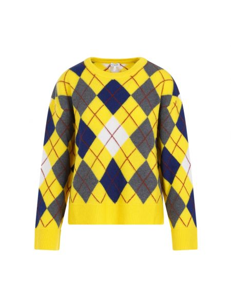 Sweter z wzorem argyle Loewe żółty