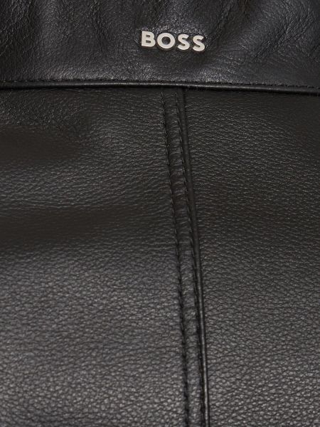 Kožená bunda na zip Boss černá