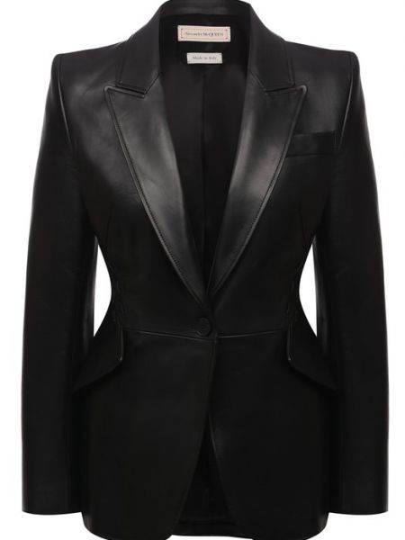 Кожаный пиджак Alexander Mcqueen черный