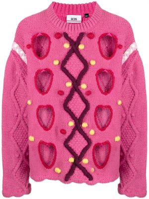 Oversized pulover Gcds roza