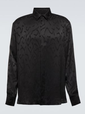 Žakárová hodvábna košeľa Saint Laurent čierna